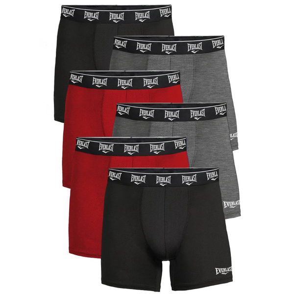 6-Pack Everlast Men's Active Performance Breathable Boxer Briefs