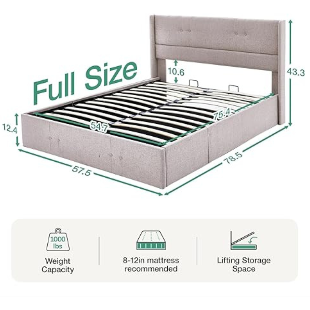 Novilla Full Bed Frame with Headboard and Storage