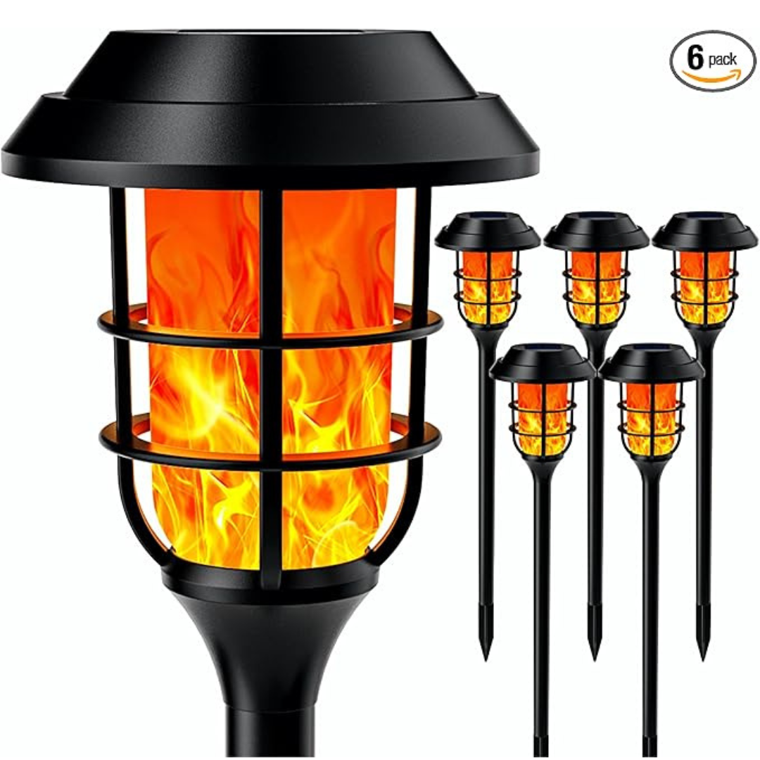 6-Pack HMDecor Solar Torch Light with Flickering Flame