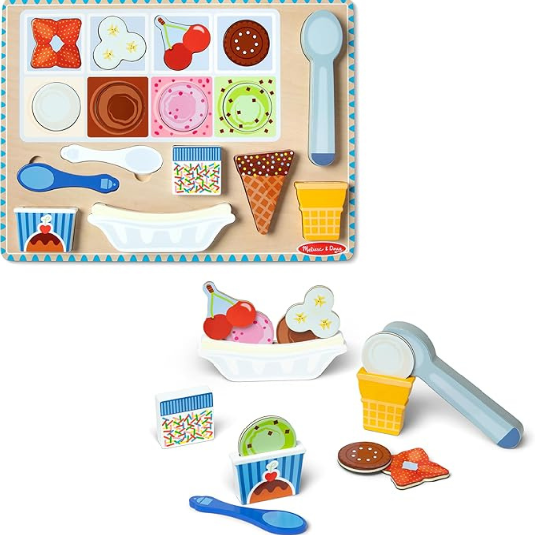 16-Piece Melissa & Doug Ice Cream Wooden Magnetic Puzzle Play Set