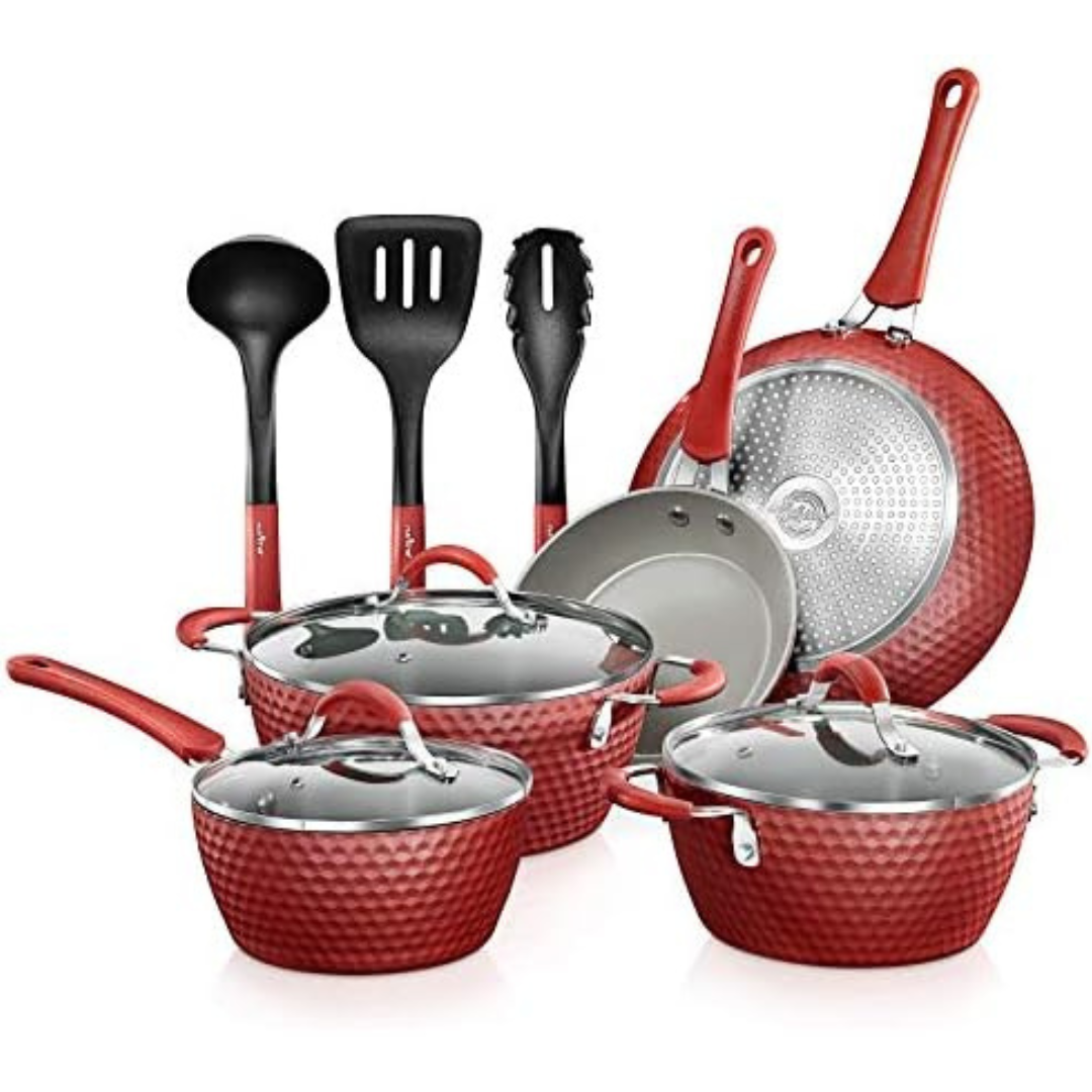 11-Piece NutriChef Non-Stick Kitchenware Pots & Pans Cookware Set