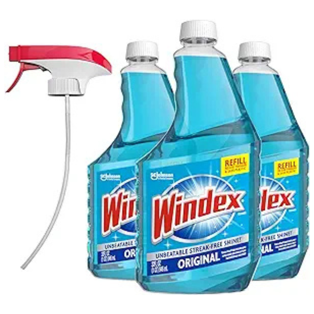 3-Count Windex Original Glass Cleaner Refill Bottle + 1 Spray Trigger