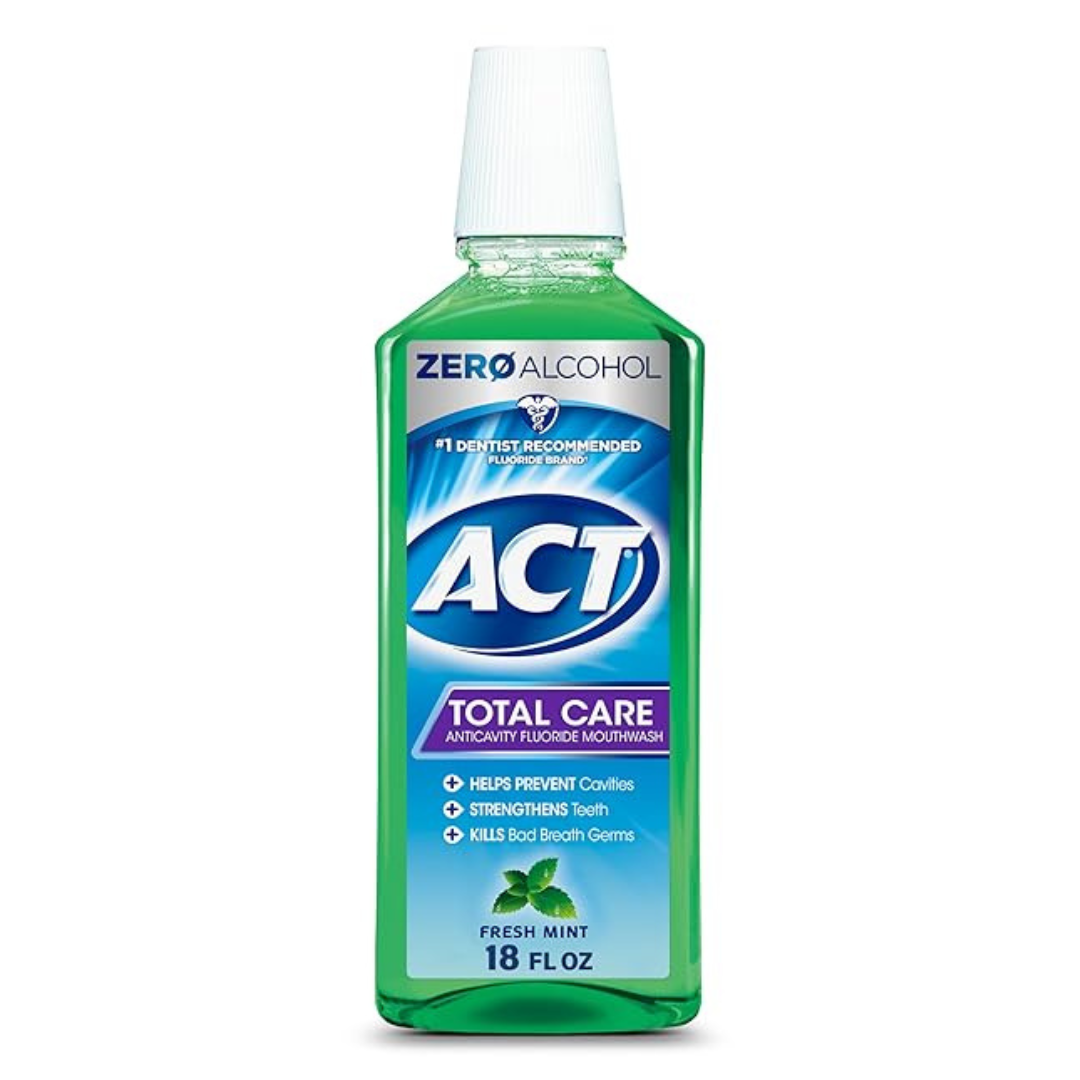 18oz ACT Zero Alcohol Anticavity Fluoride Mouthwash (Total Care Mint)