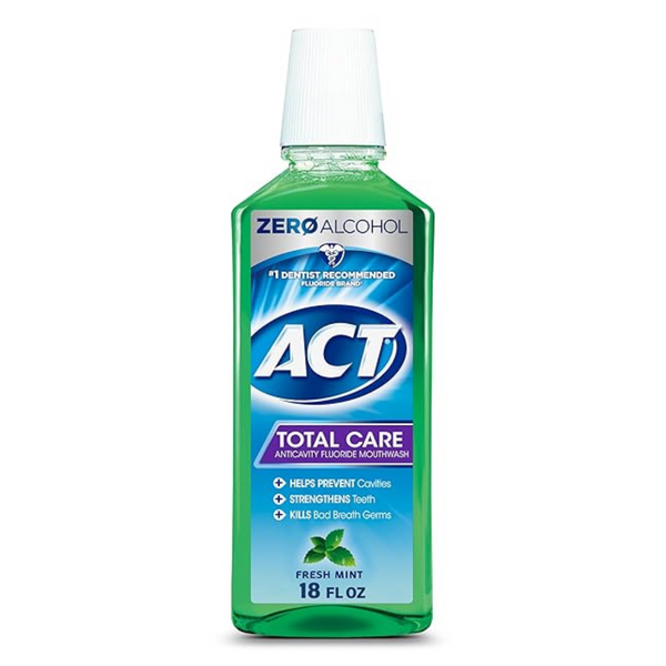 18oz ACT Zero Alcohol Anticavity Fluoride Mouthwash (Total Care Mint)