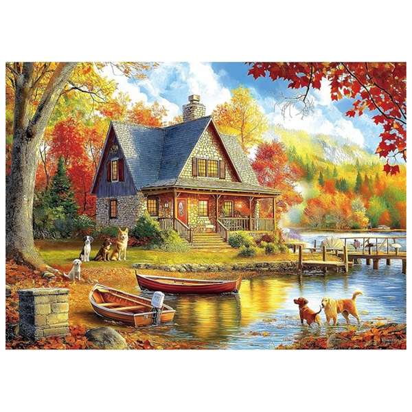 500-Piece 21"x15" Autumn Lake House Jigsaw Puzzles Games