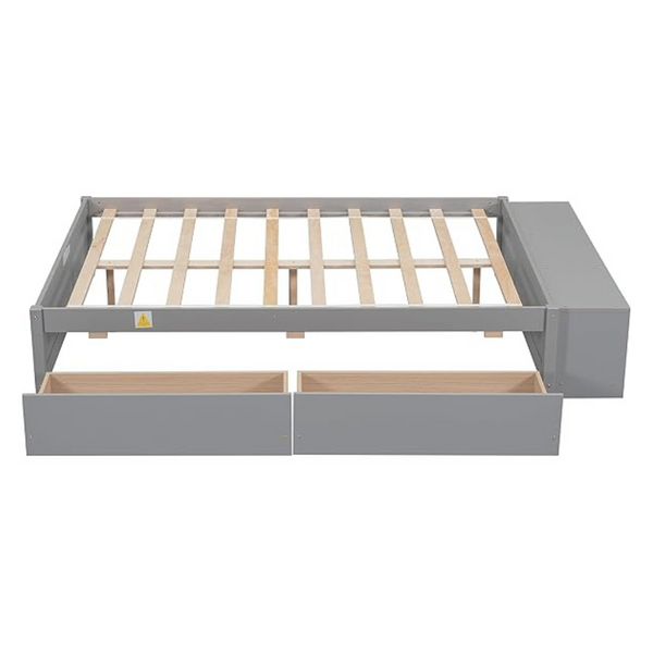 Dolonm Full Size Bed With 2 Drawers And Storage Shelves