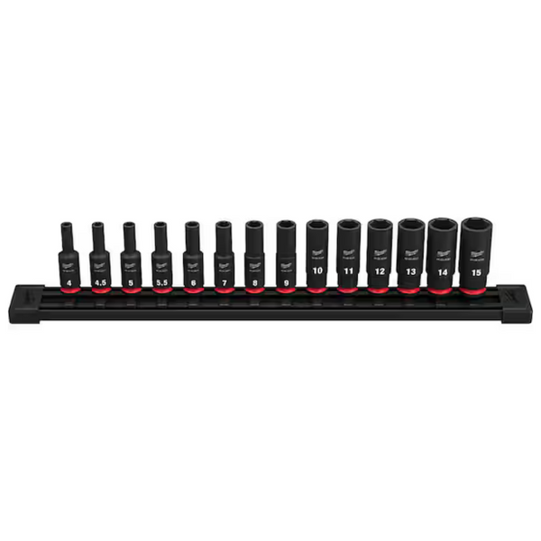 Milwaukee 49-66-7003 1/4" Drive Metric Deep 6 Point Socket Set (14 Pieces)