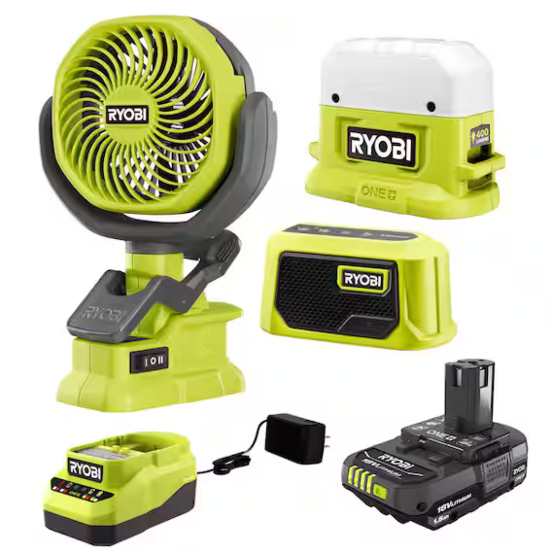 RYOBI ONE+ 18V Cordless 3-Tool Campers Kit With Area Light Bundle