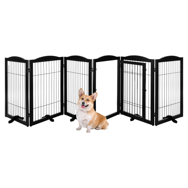 6-Panel Indoor Folding Dog Fence For Stairs Or Doorways (133" x 32")