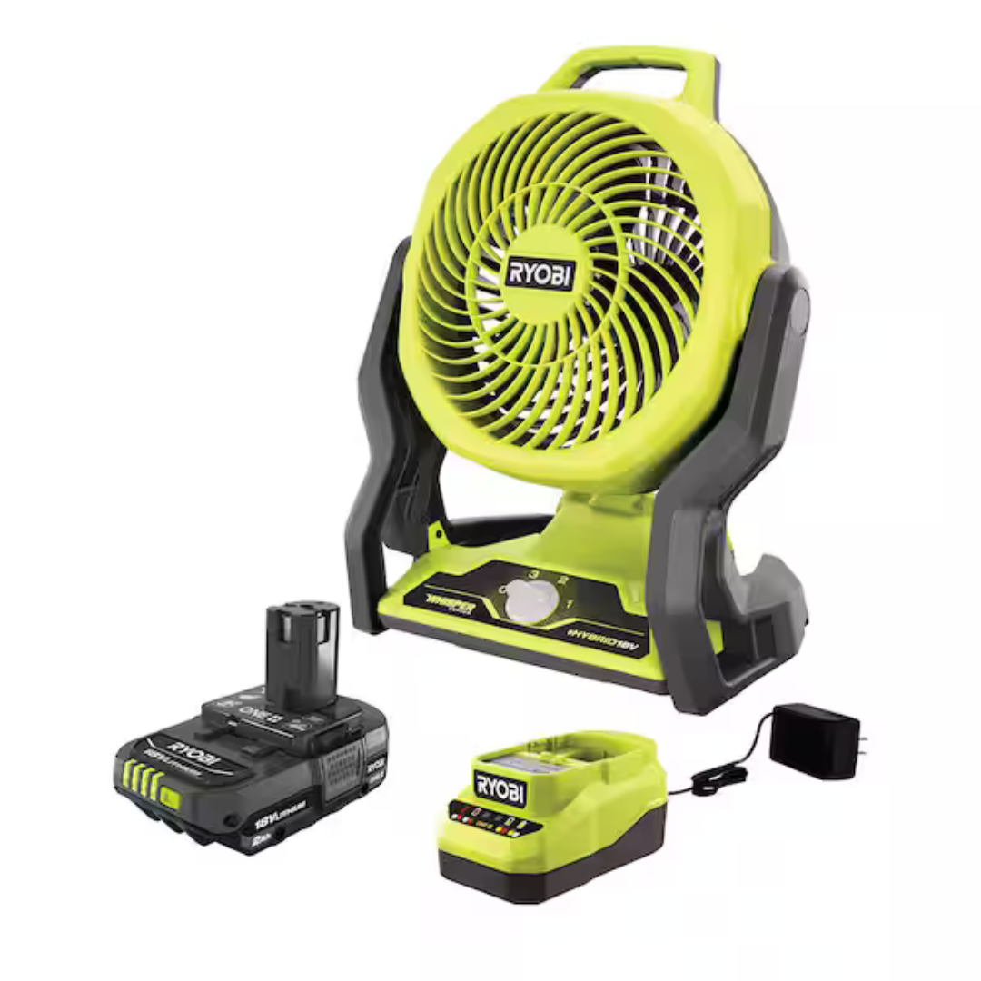 Ryobi ONE+ 18V Cordless Hybrid 7-1/2" Fan Kit W/2Ah Battery And Charger