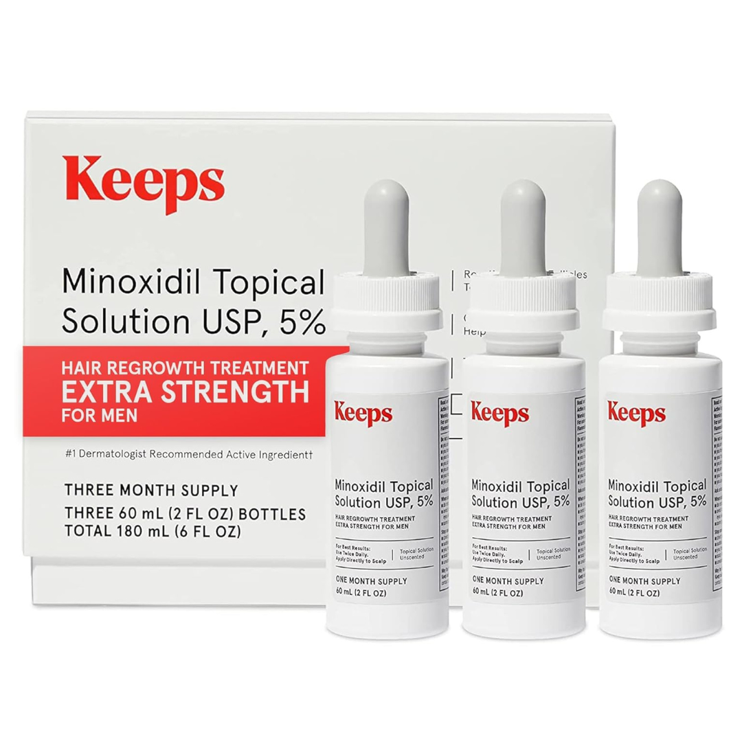 6-Pack Keeps Extra Strength Minoxidil For Men Topical Hair Growth Serum