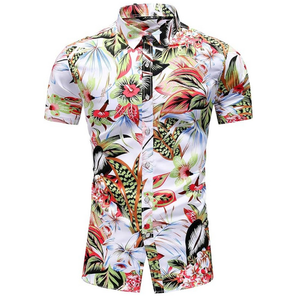 Men's Casual Short-Sleeve Button Down Printed Hawaiian Shirt