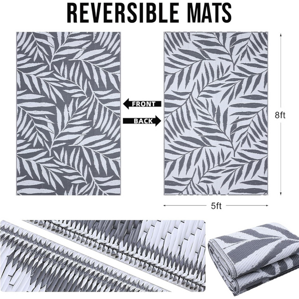 5x8 ft Reversible Waterproof Outdoor Plastic Straw Rug