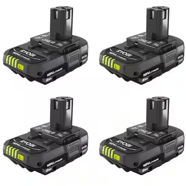 4-Pack RYOBI ONE+ 18V Lithium-Ion 2.0 Ah Compact Battery