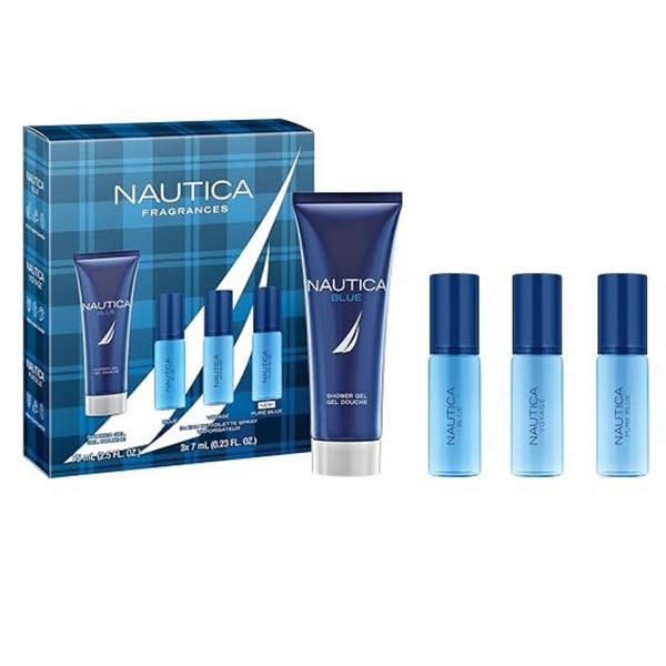 4-Piece Men's Nautica Blue, Voyage, And Pure Blue Fragrance Gift Set