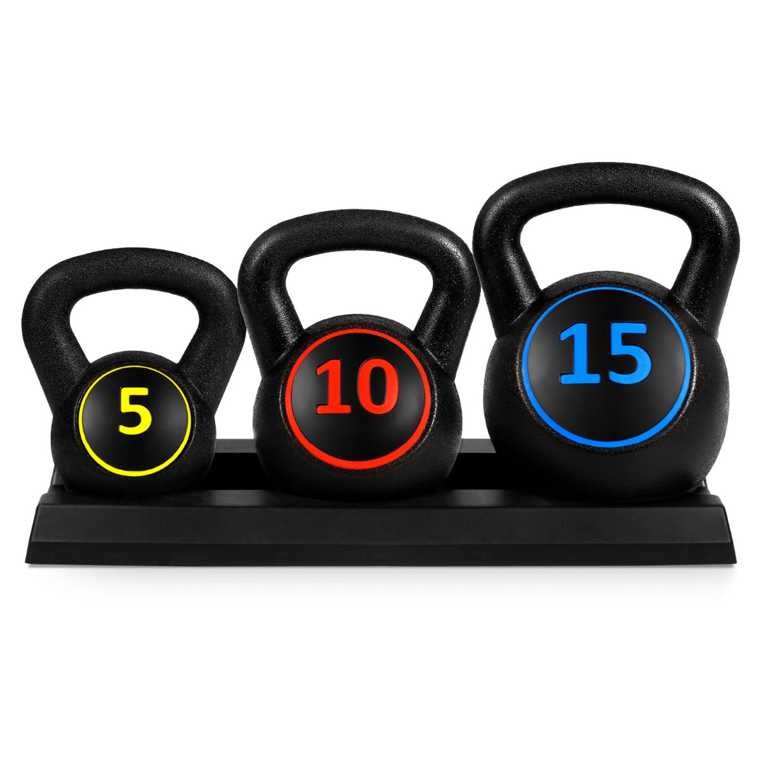 3-Piece Best Choice Products Kettlebell Set (5lb, 10lb, 15lb)