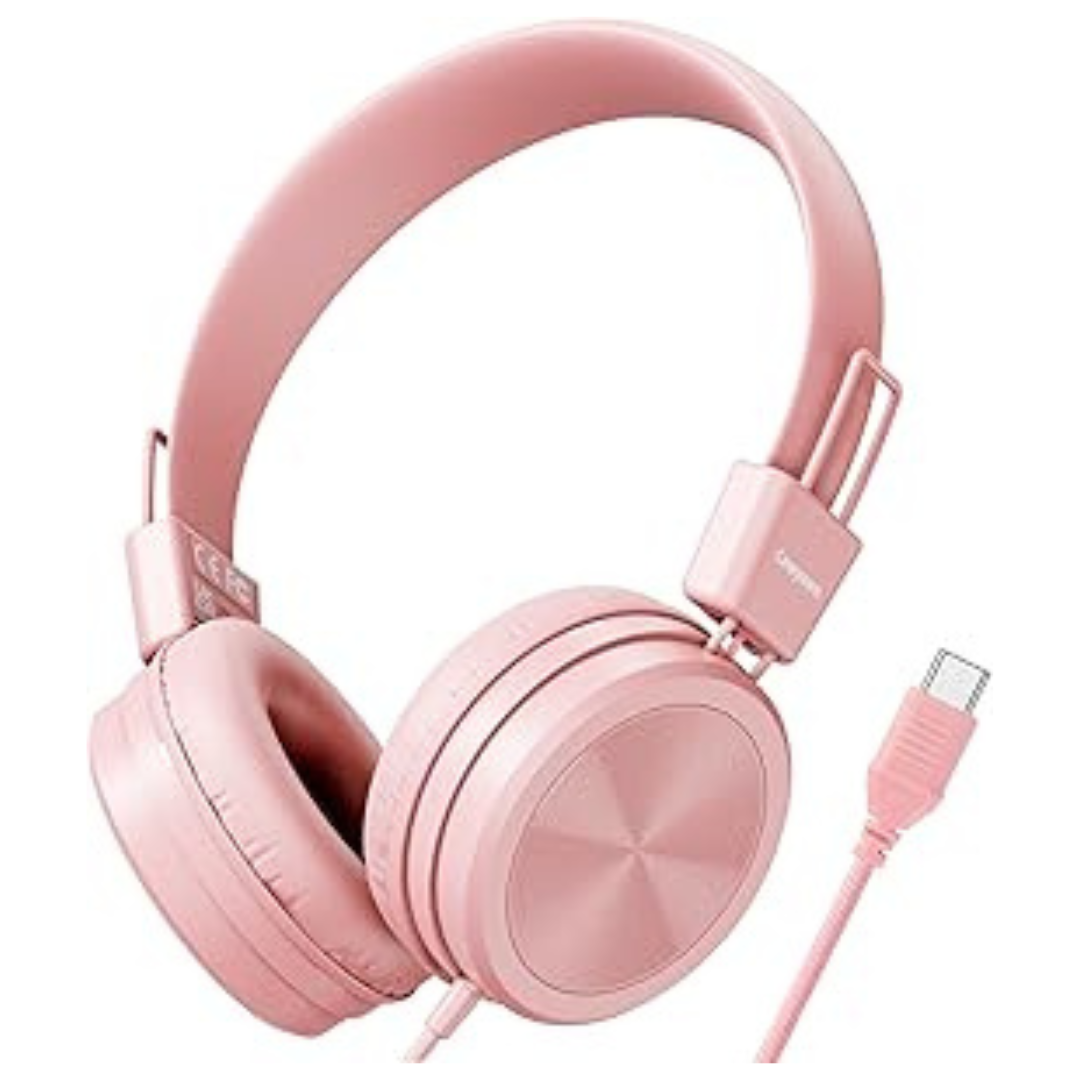 Foldable Lightweight On-Ear USB-C Wired Kids Headphones