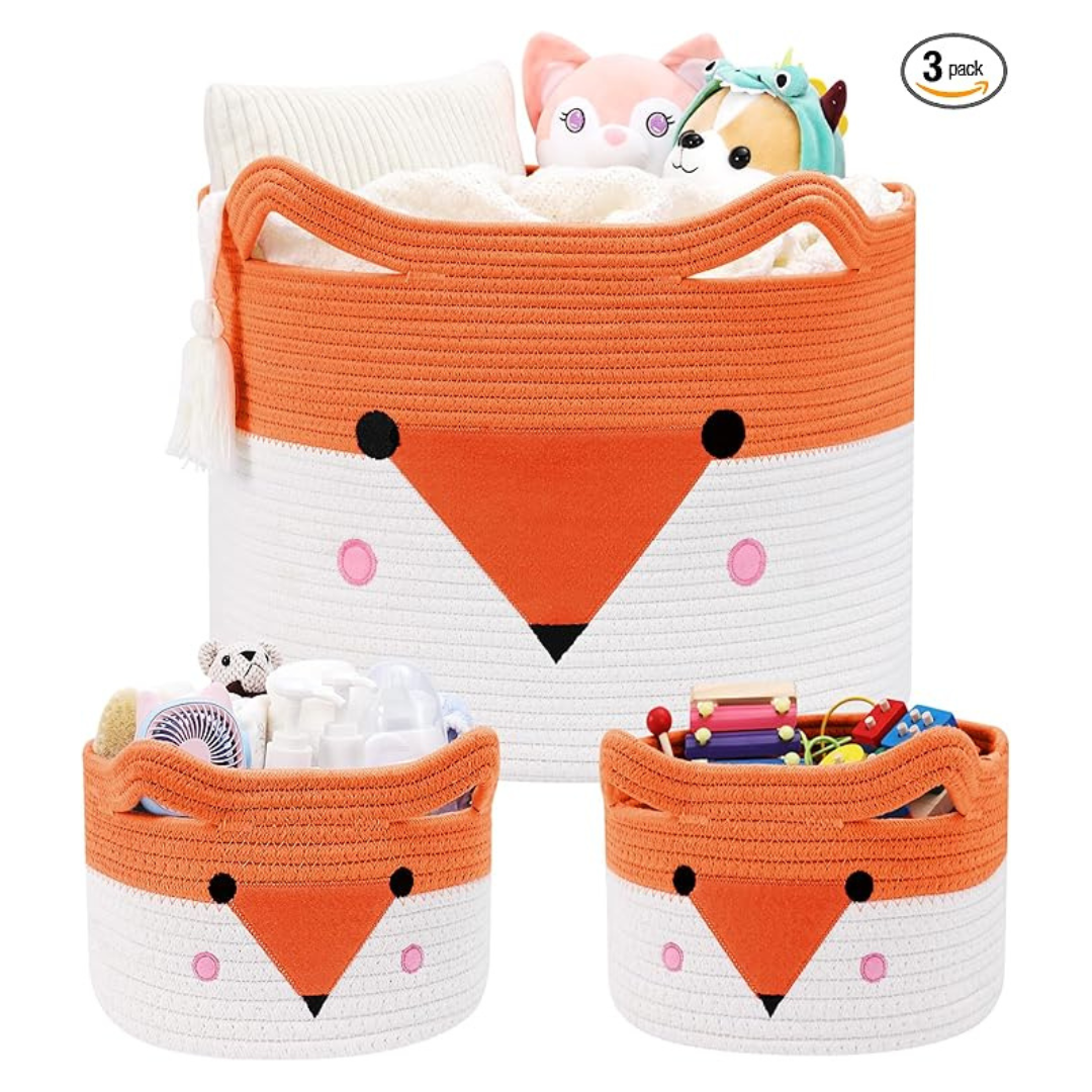 3-Pack Large Woven Baby Laundry Basket