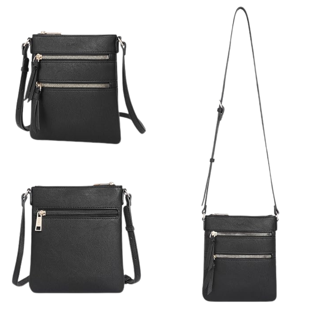 Women's Small Multi Zipper Pocket Crossover Travel Handbag