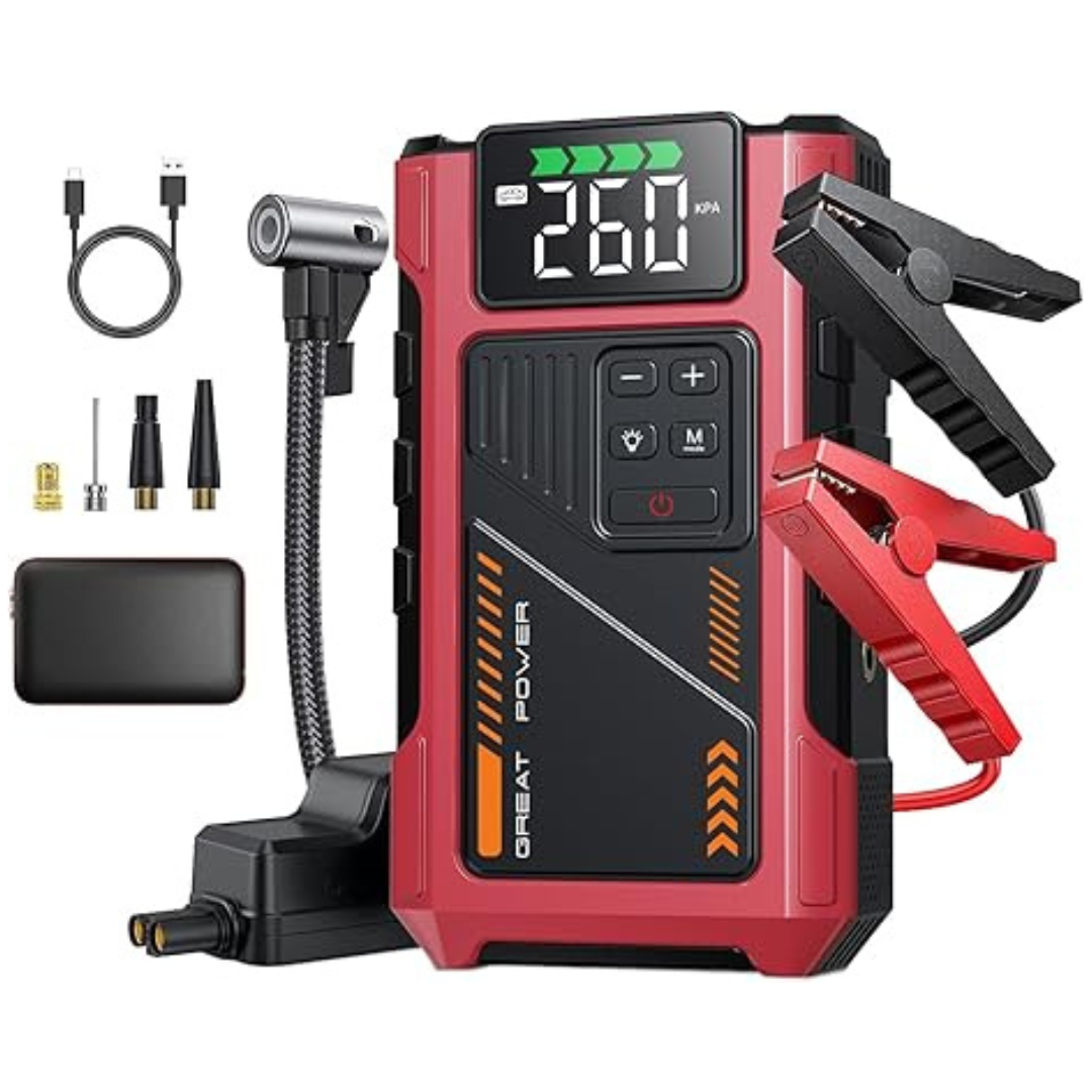 2500A 12V Car Jump Starter W/ 150PSI Air Compressor