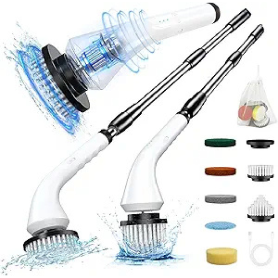 Cordless Electric Spin Scrubber Cleaning Brush w/ 8 Brush Heads