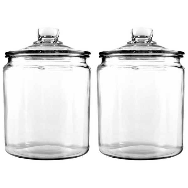 Set Of 2 Anchor Hocking Heritage Hill 1/2 Gallon Glass Jar With Lid