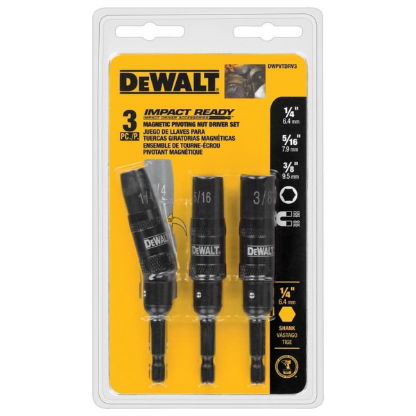 3-Piece Dewalt Impact-Ready Pivoting Nut Driver Set (DWPVTDRV3)