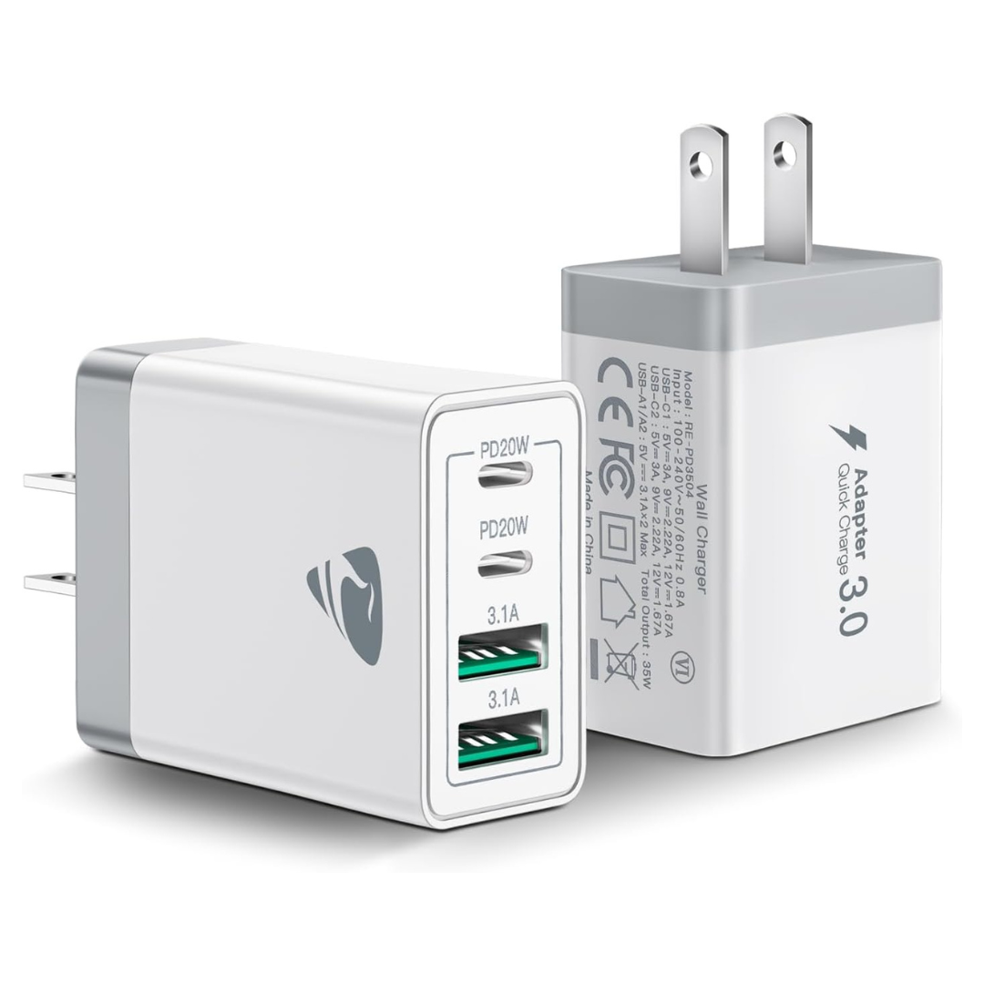 2-Pack Aiminu 40W Fast USB-C Wall Charger