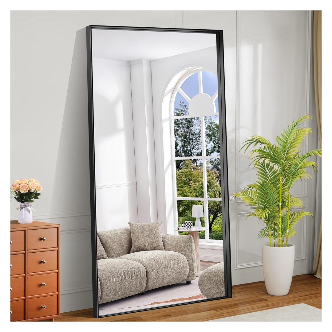 DESBING 72" x 36" Black Vanity Mirror With Metal Frame