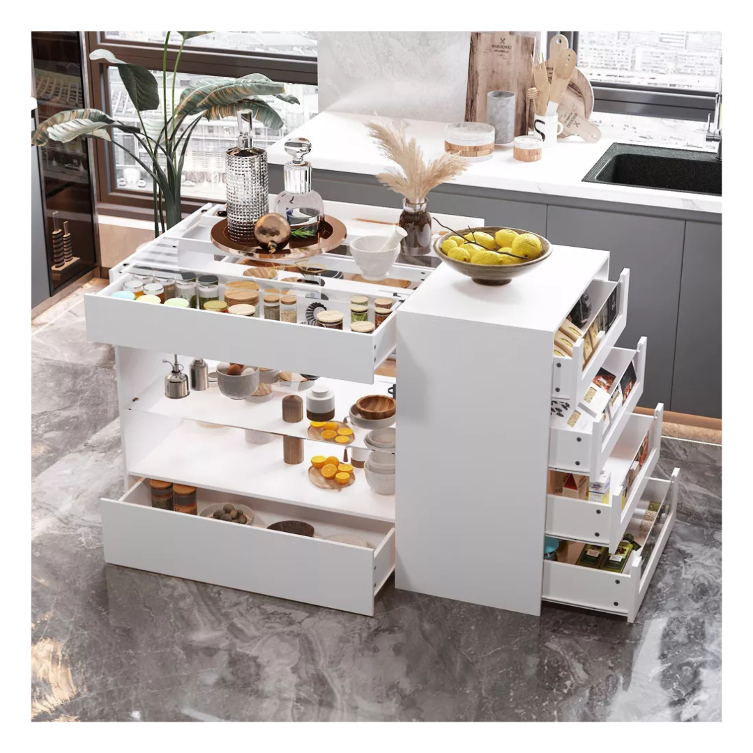 Glass-Top Dressing Island With /Storage