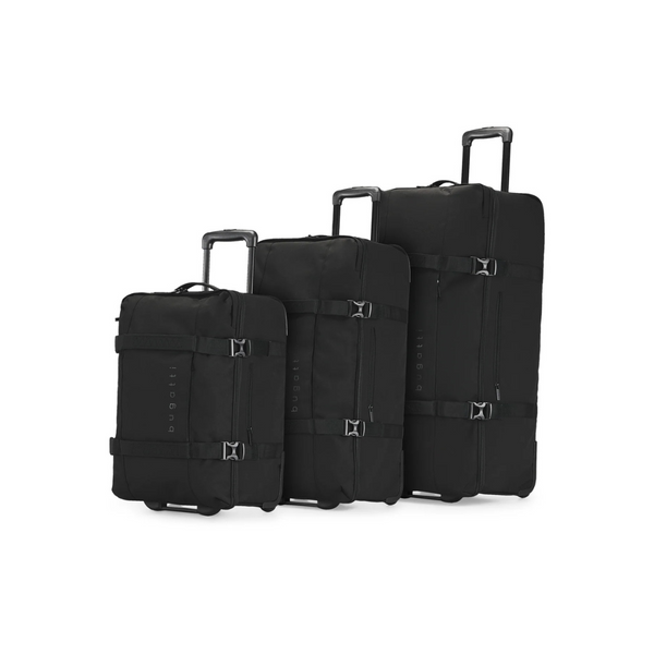 Bugatti Denver 3-Piece Travel Duffel On Wheels Set (Black)