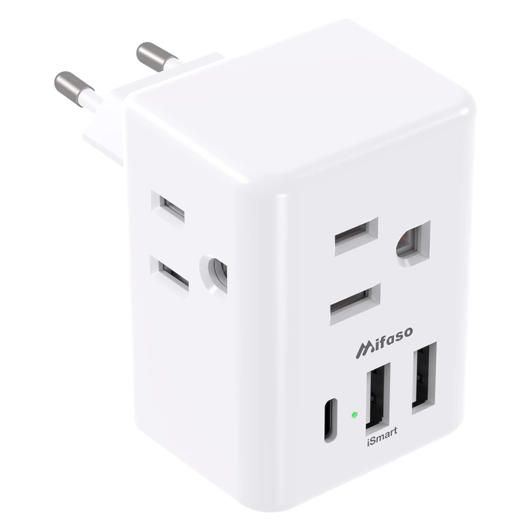 European Travel Plug Adapter With USB Charging Ports