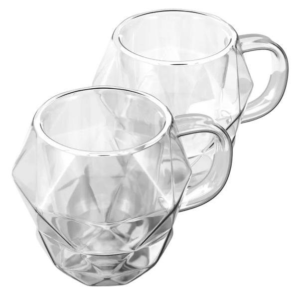 2-Pack 10 Oz Elle Decor Double Wall Diamond Shaped Glasses