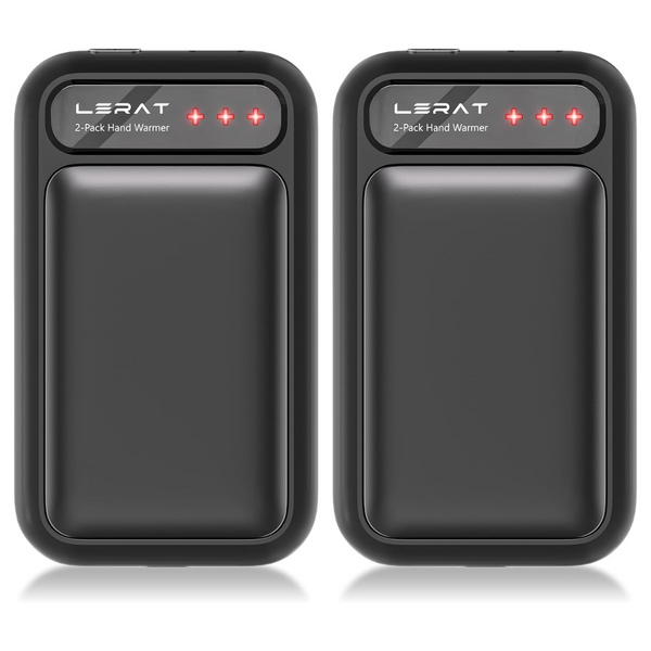 2-Pack 2-in-1 Portable Electric Rechargeable Hand Warmers (Black)