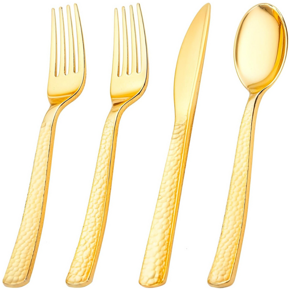 400-Piece Disposable Gold Plastic Silverware Set