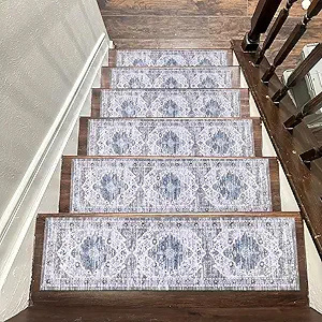 4-Pack 8" x 30" Non-Slip Rubber Stair Rug Runner for Wooden Steps