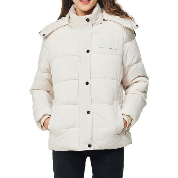 Women's Winter Warm Puffer Jacket with Removable Hood