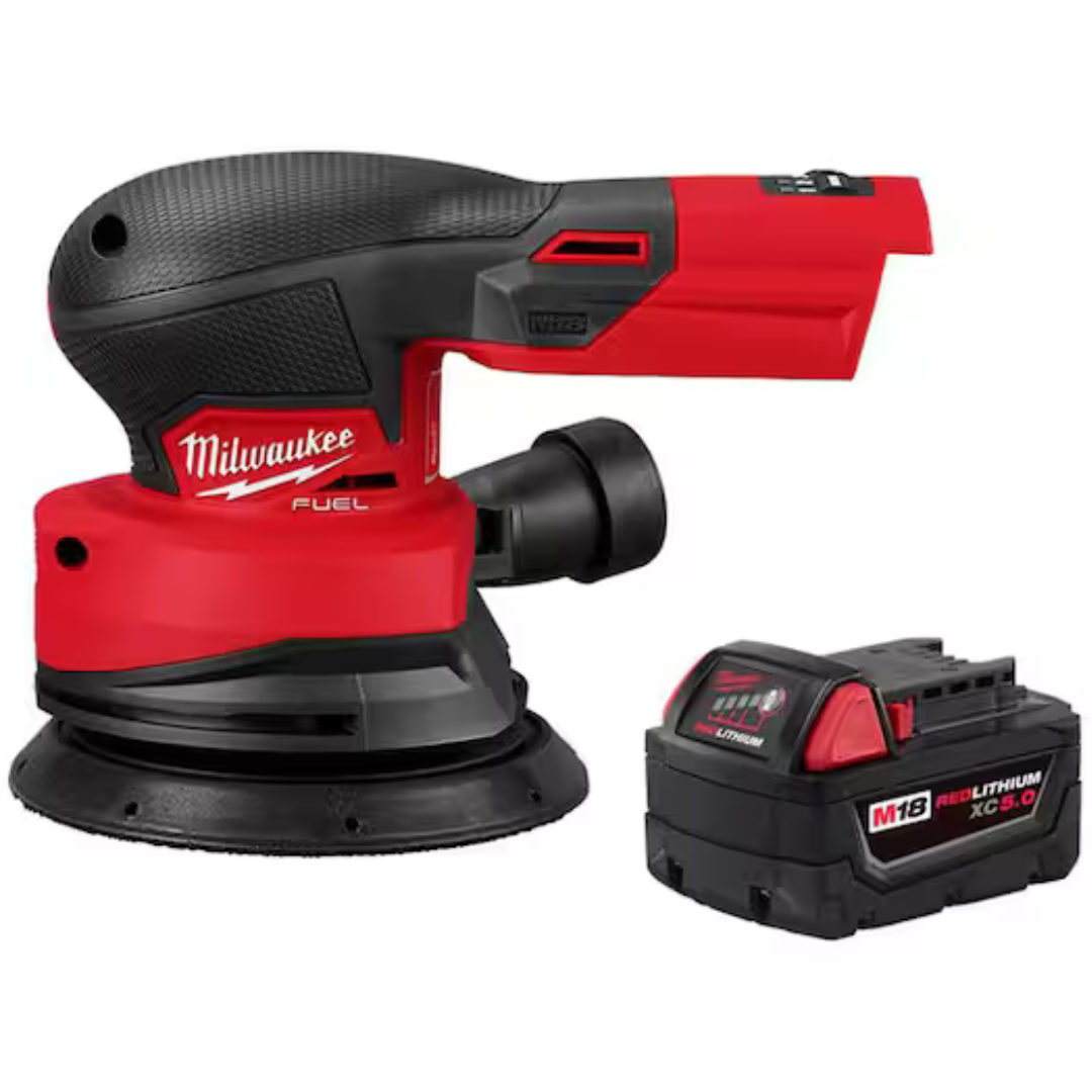 Milwaukee M18 18V Lith-Ion Brushless Cordless FUEL 5 in. Random Orbit Sander w/ (1) 5.0 Ah Battery