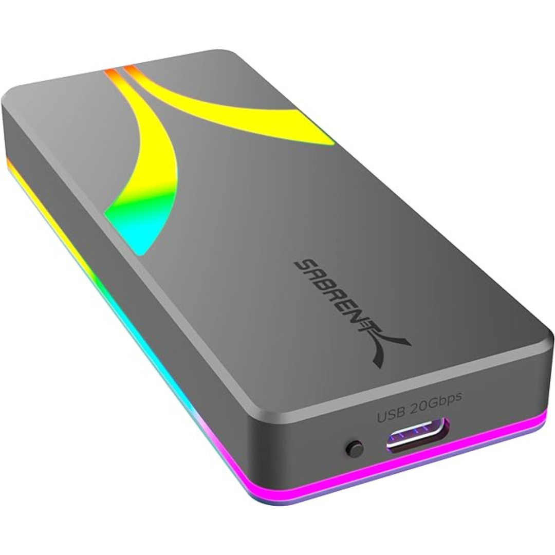 Sabrent Rocket RGB USB C 20Gbps M.2 SATA/NVMe SSD Enclosure