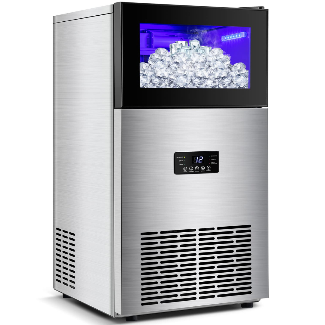 Commercial Stainless Steel Ice Maker Machine with 35LBS Storage Bin