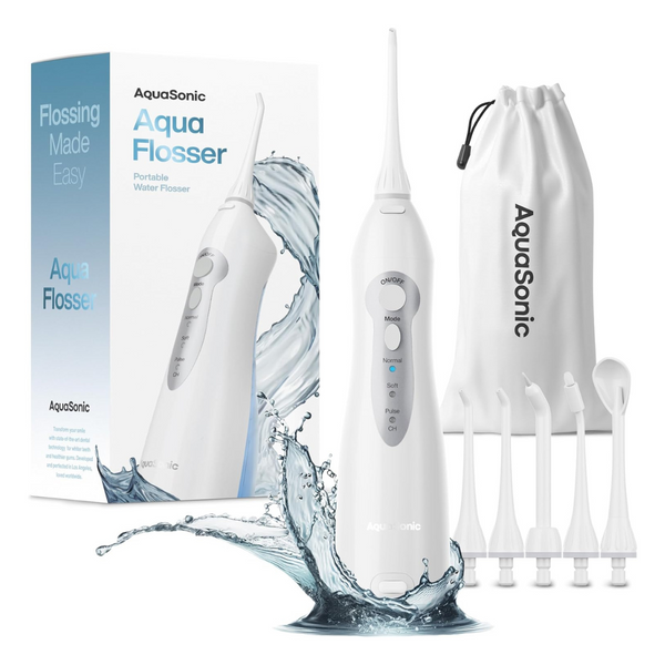 Aquasonic White Water Flosser With 5 Tips & Travel Pouch (Various)