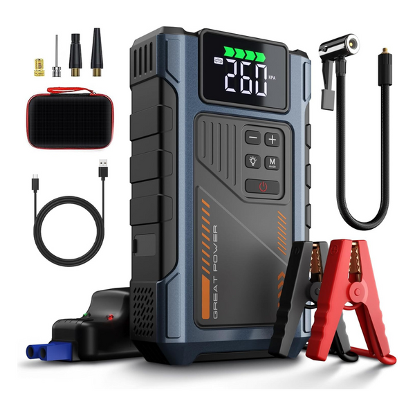 2500A 150PSI Car Battery Charger Jump Starter W/ Air Compressor