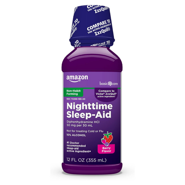 Amazon Basic Care Night Time Sleep-Aid Liquid (12 Oz)