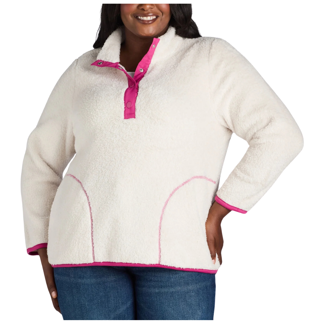 Terra & Sky Women's Plus Size Quarter Snap Fleece Shacket