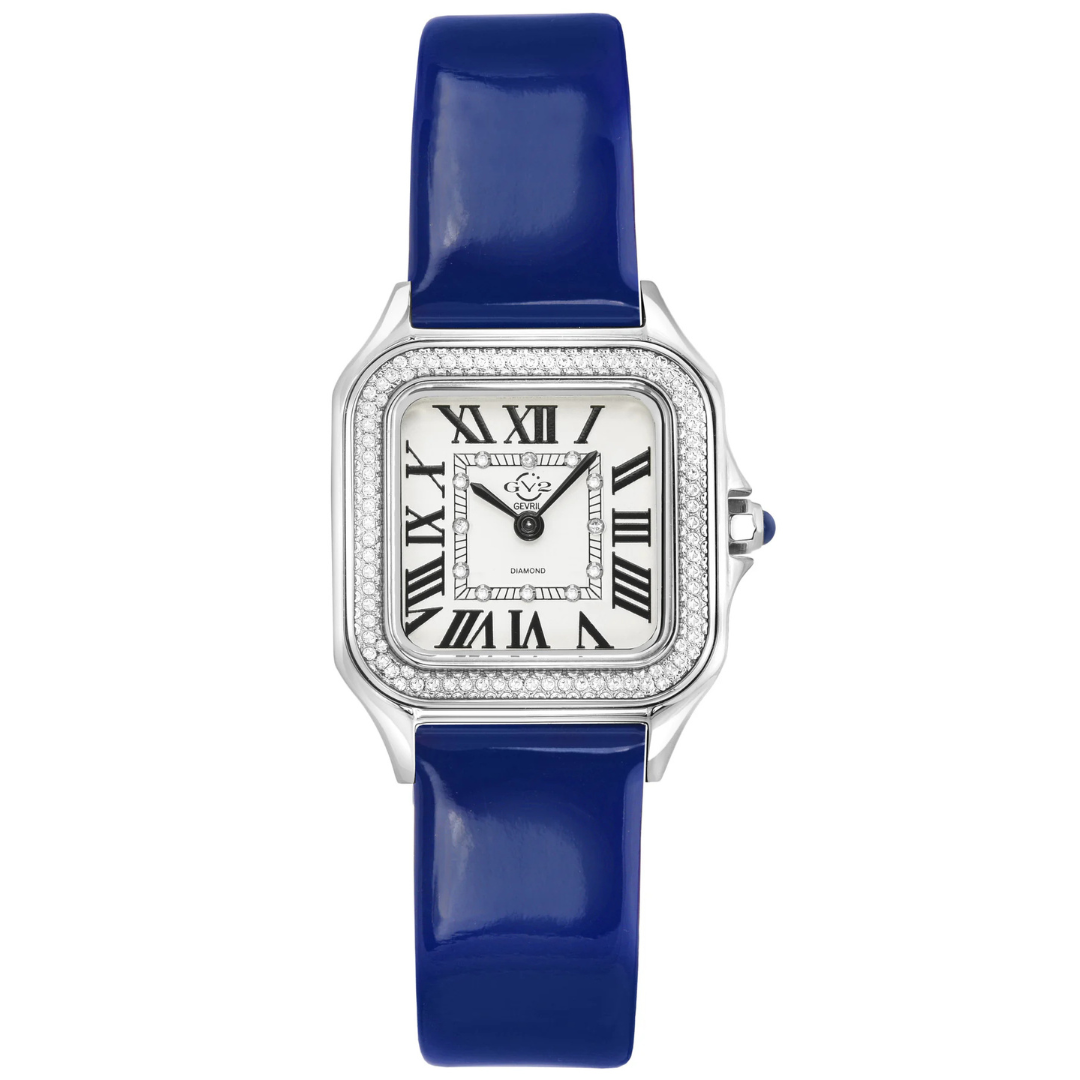 Milan GV2 Women's Silver Dial Dark Blue Leather Strap Watch