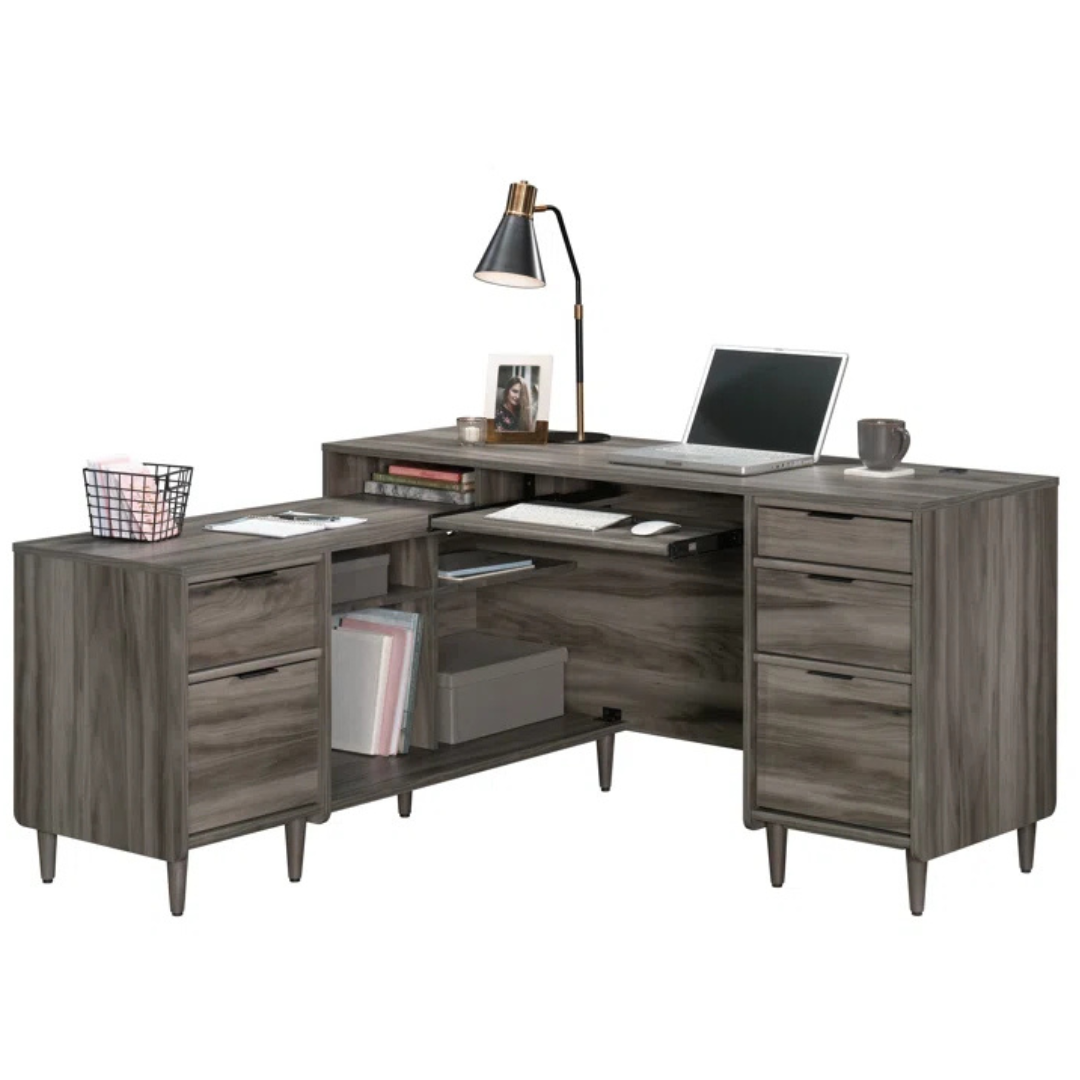 Corrigan Studio Arezo L-Shape Executive Office Desk (Jet Acacia)