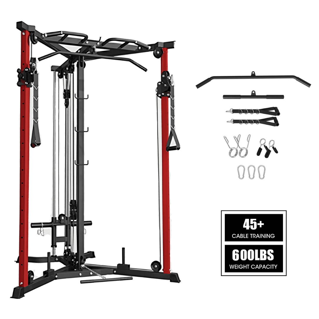 Syedee Cable Crossover Machine System, 600LBS Weight (Red)