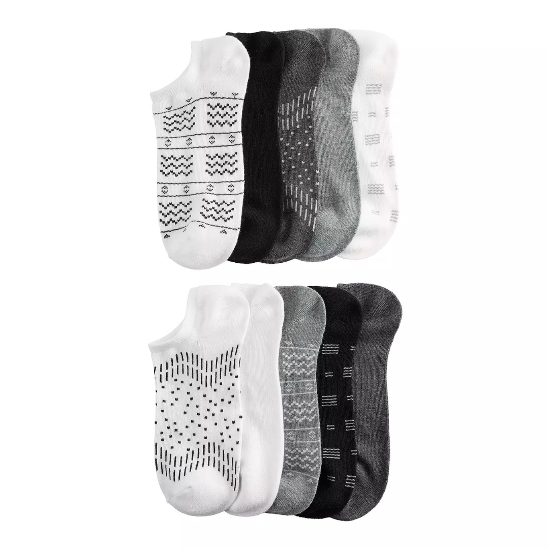 10-Pack Sonoma Goods For Life Womens Geometric No Show Ankle Socks