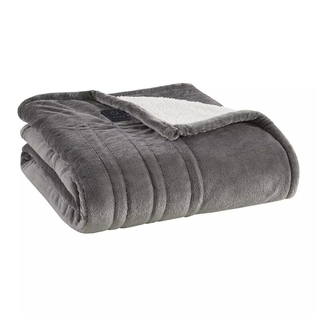 Serta Plush To Sherpa Heated Electric Throw Blanket