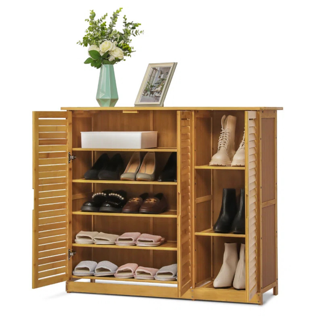 5-Tier 21 Pairs Storage Free Standing Bamboo Shoe Rack